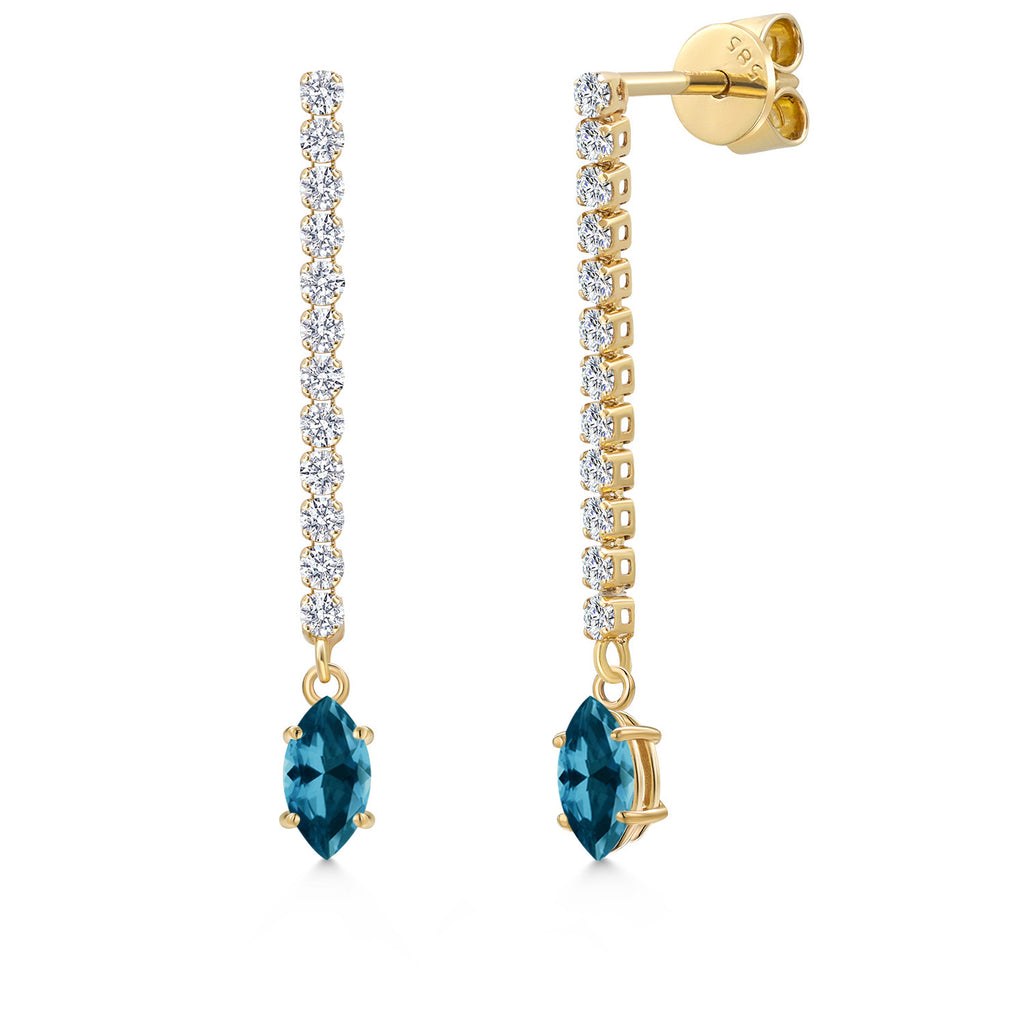 London Blue Topaz - November_Earrings in 14K Yellow Gold