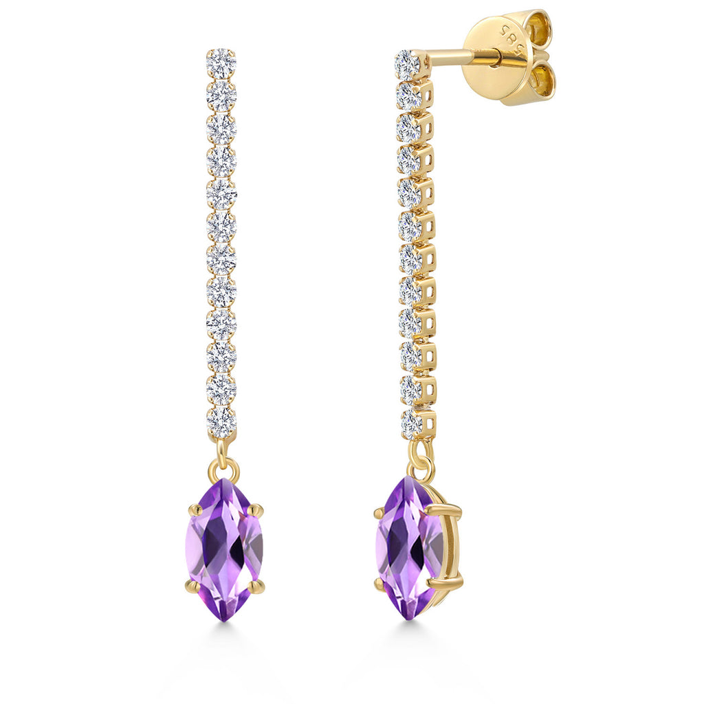 Amethyst - February_Earrings in 14K Yellow Gold