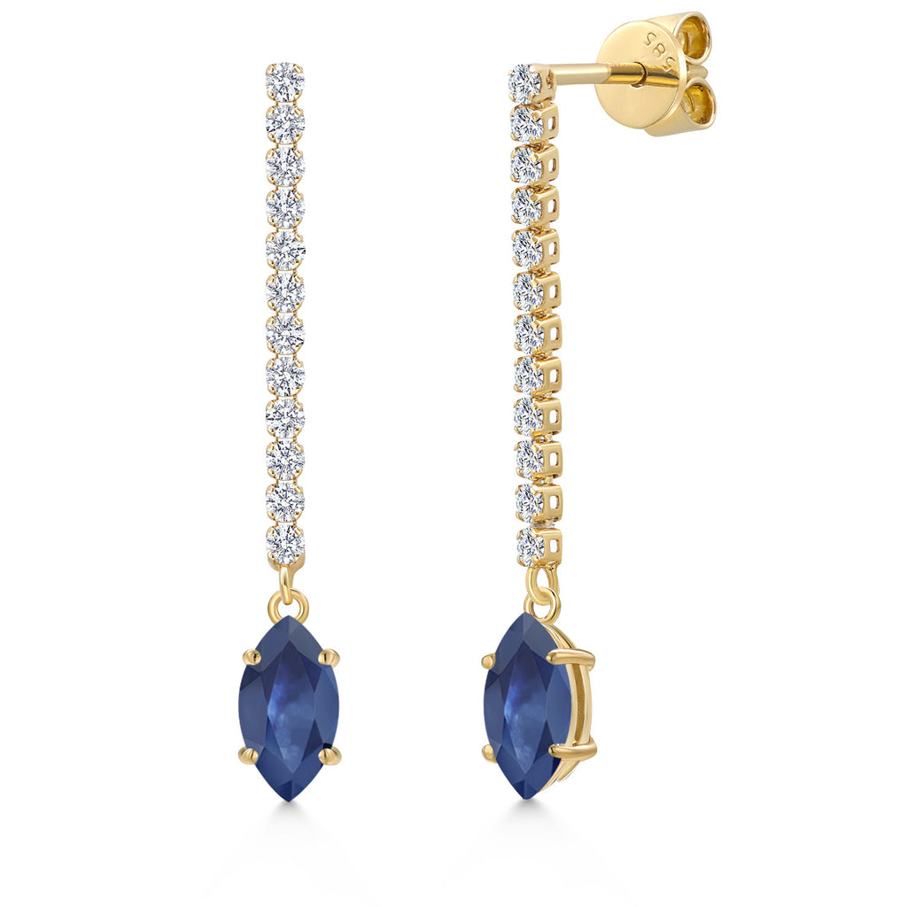 Blue Sapphire - September_Earrings in 14K Yellow Gold