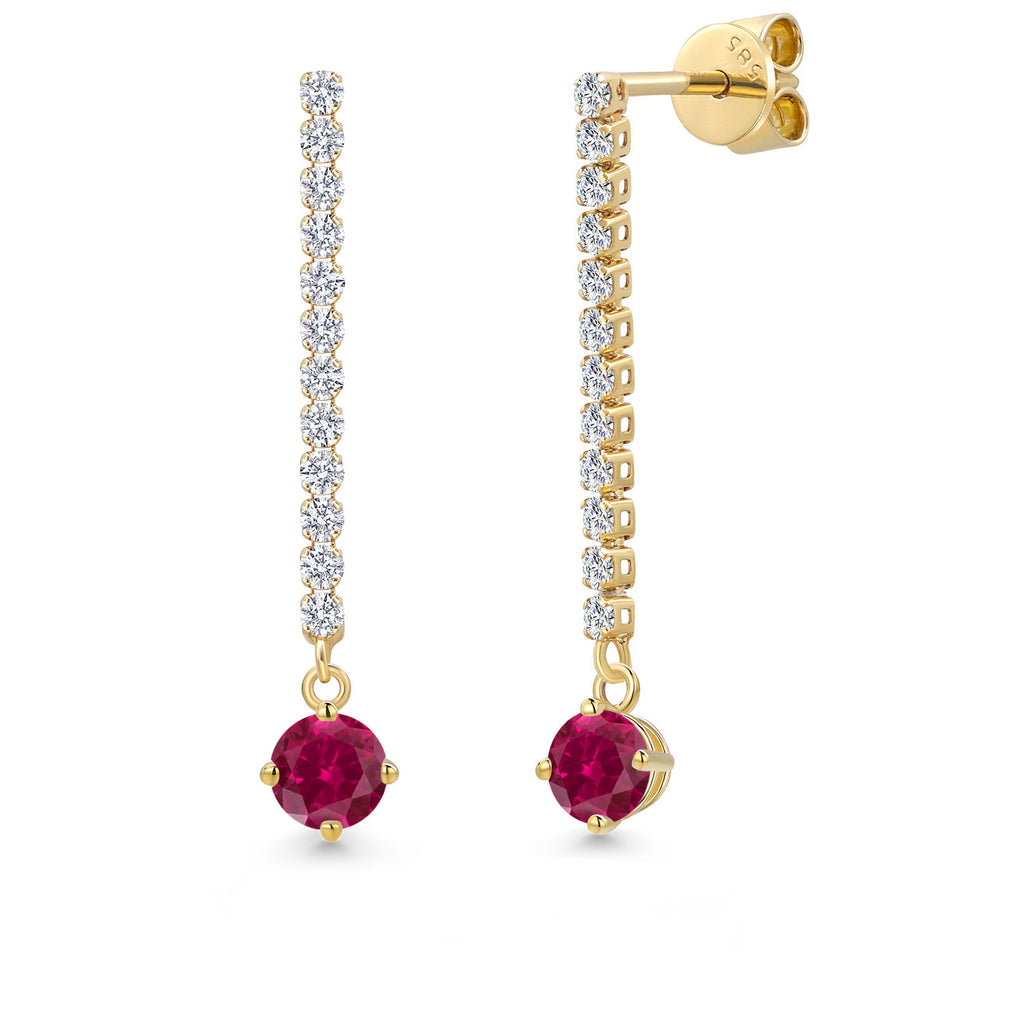 Created Ruby - July_Earrings in 14K Yellow Gold