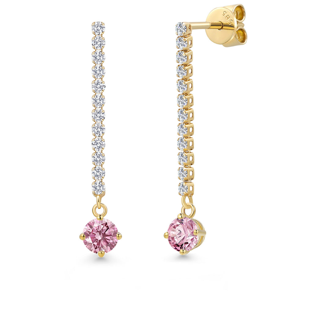 Pink Lab Grown Diamond - April_Earrings in 14K Yellow Gold