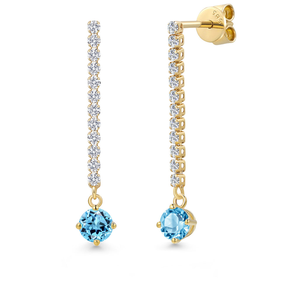 Swiss Blue Topaz - November_Earrings in 14K Yellow Gold