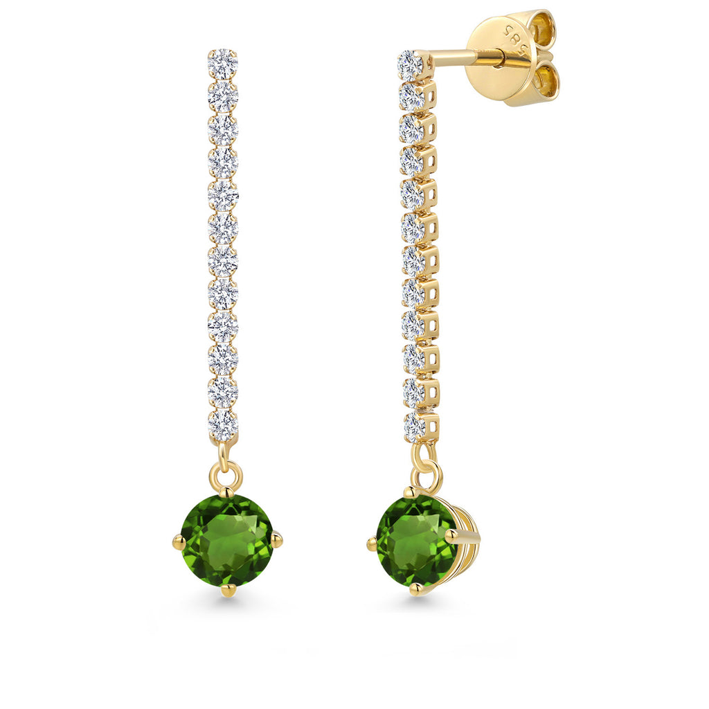 Chrome Diopside_Earrings in 14K Yellow Gold