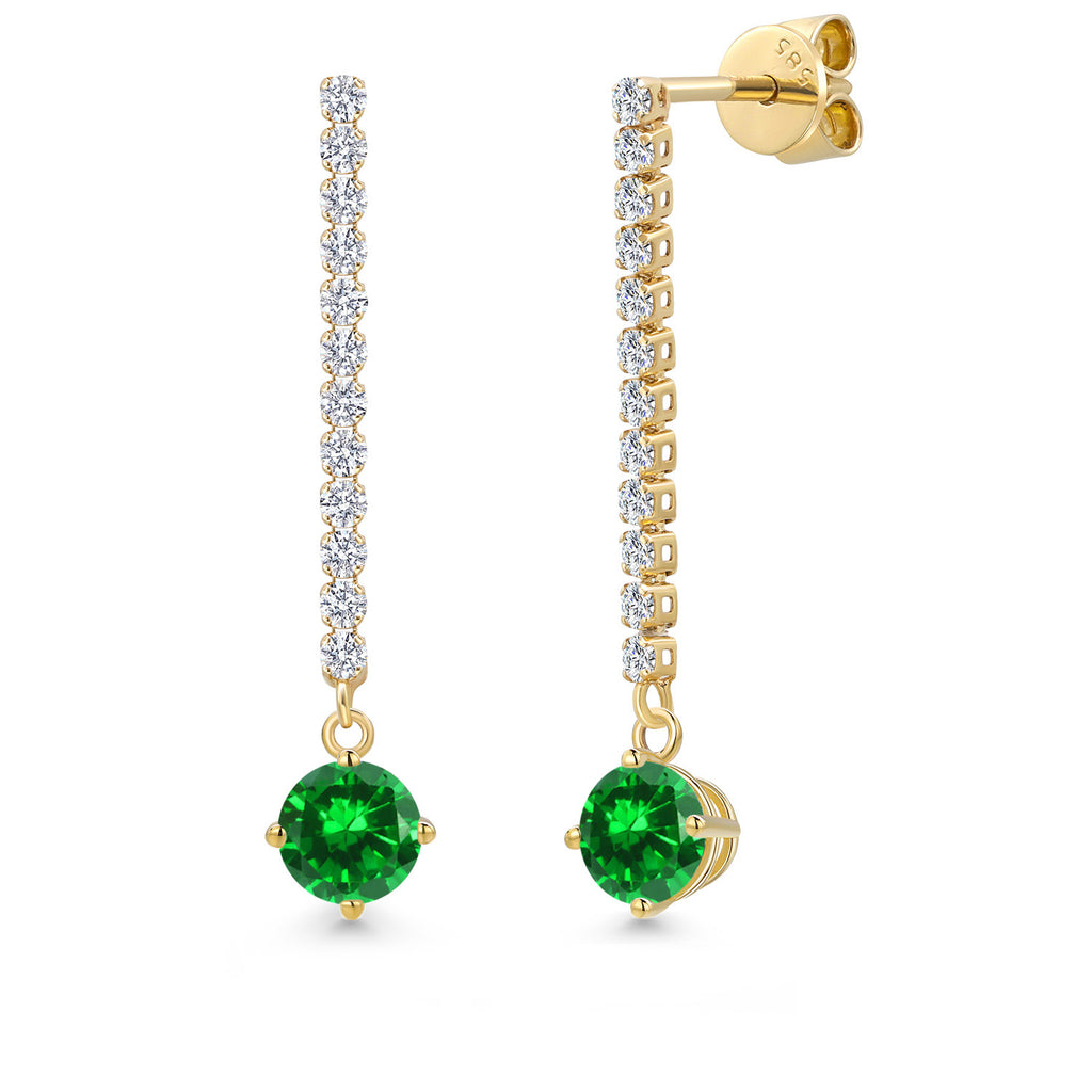 Created Emerald - May_Earrings in 14K Yellow Gold
