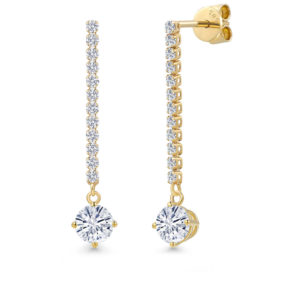 White Moissanite - April_Earrings in 14K Yellow Gold