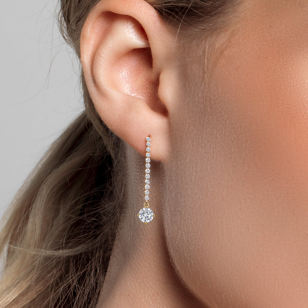 White Lab Grown Diamond - April_Earrings in 14K Yellow Gold