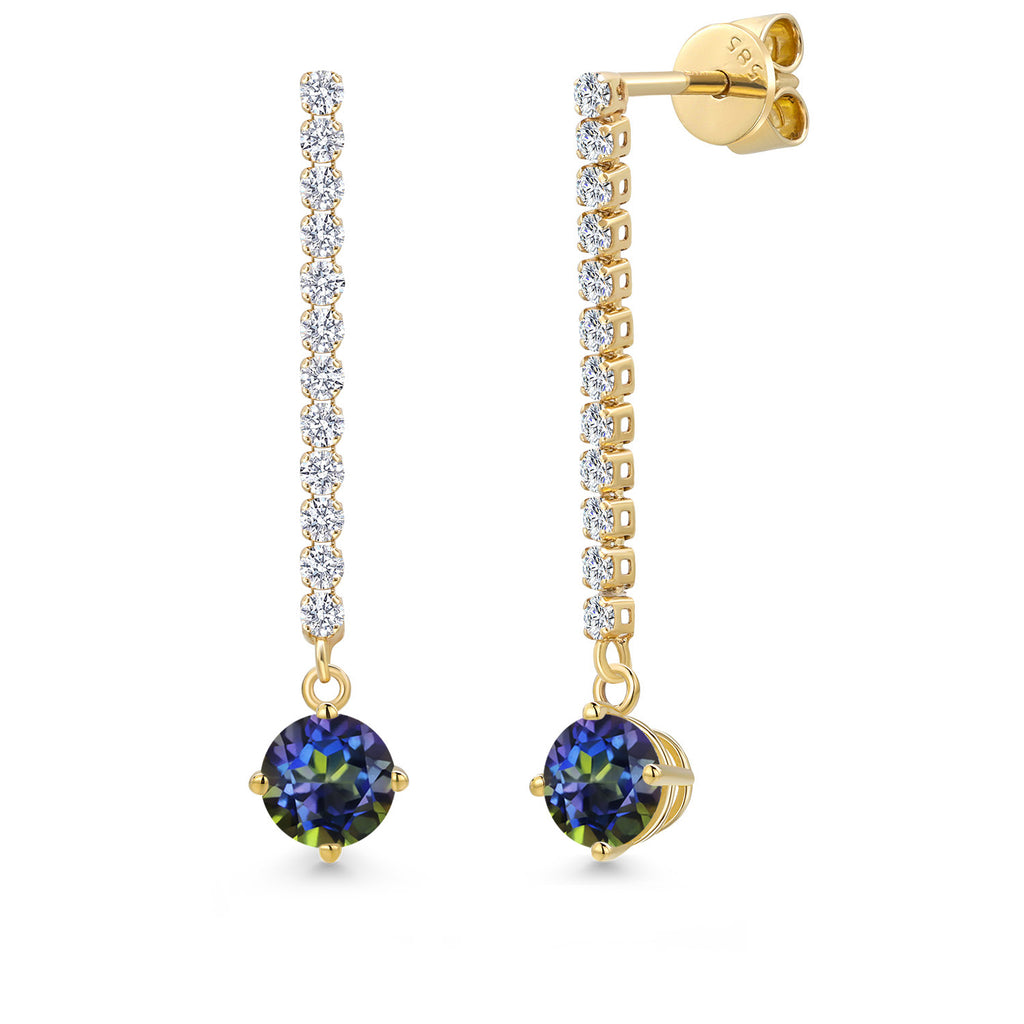 Blue Mystic Topaz_Earrings in 14K Yellow Gold