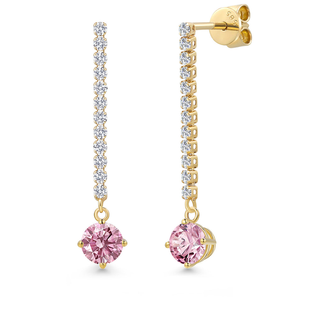 Pink Lab Grown Diamond - April_Earrings in 14K Yellow Gold