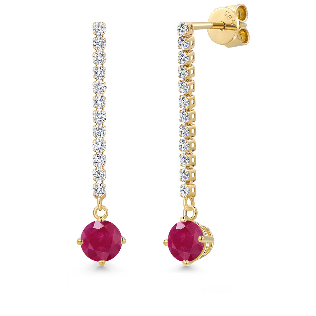 Ruby - July_Earrings in 14K Yellow Gold