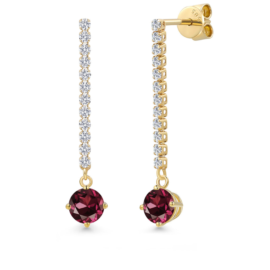 Rhodolite Garnet_Earrings in 14K Yellow Gold