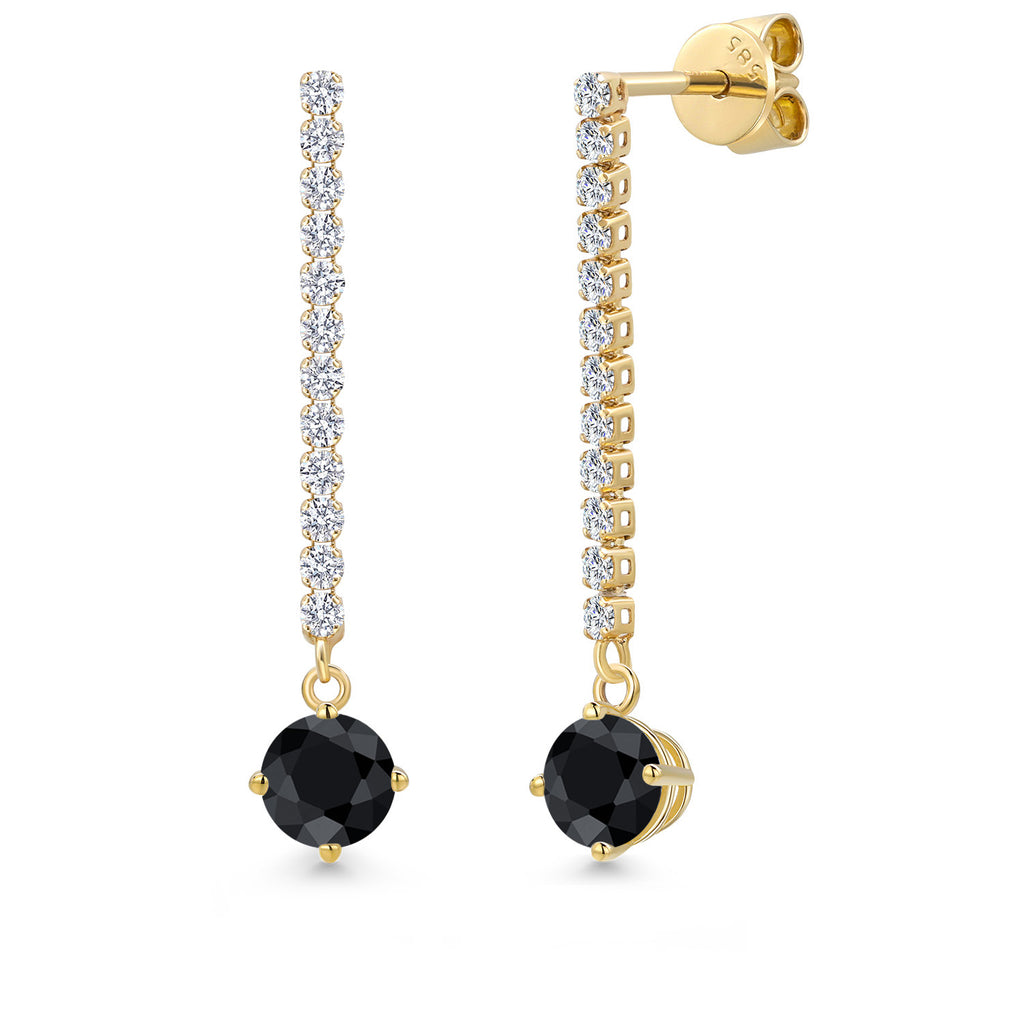 Black Sapphire - September_Earrings in 14K Yellow Gold