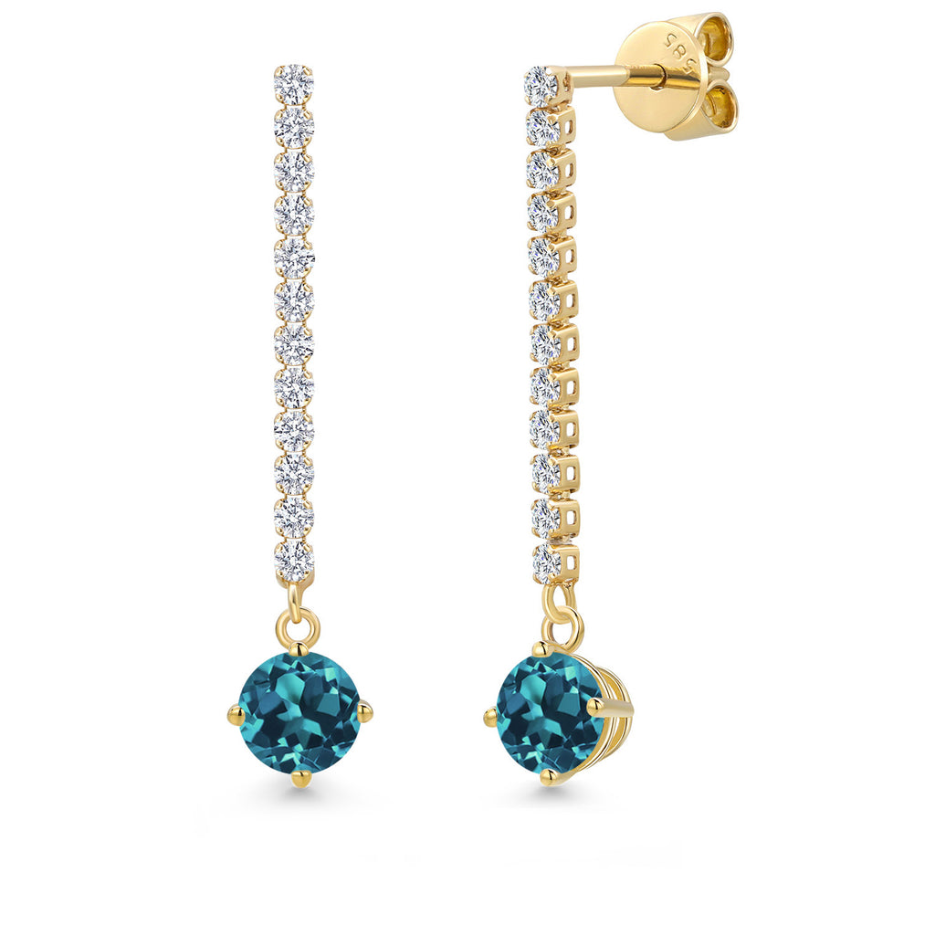 London Blue Topaz - November_Earrings in 14K Yellow Gold