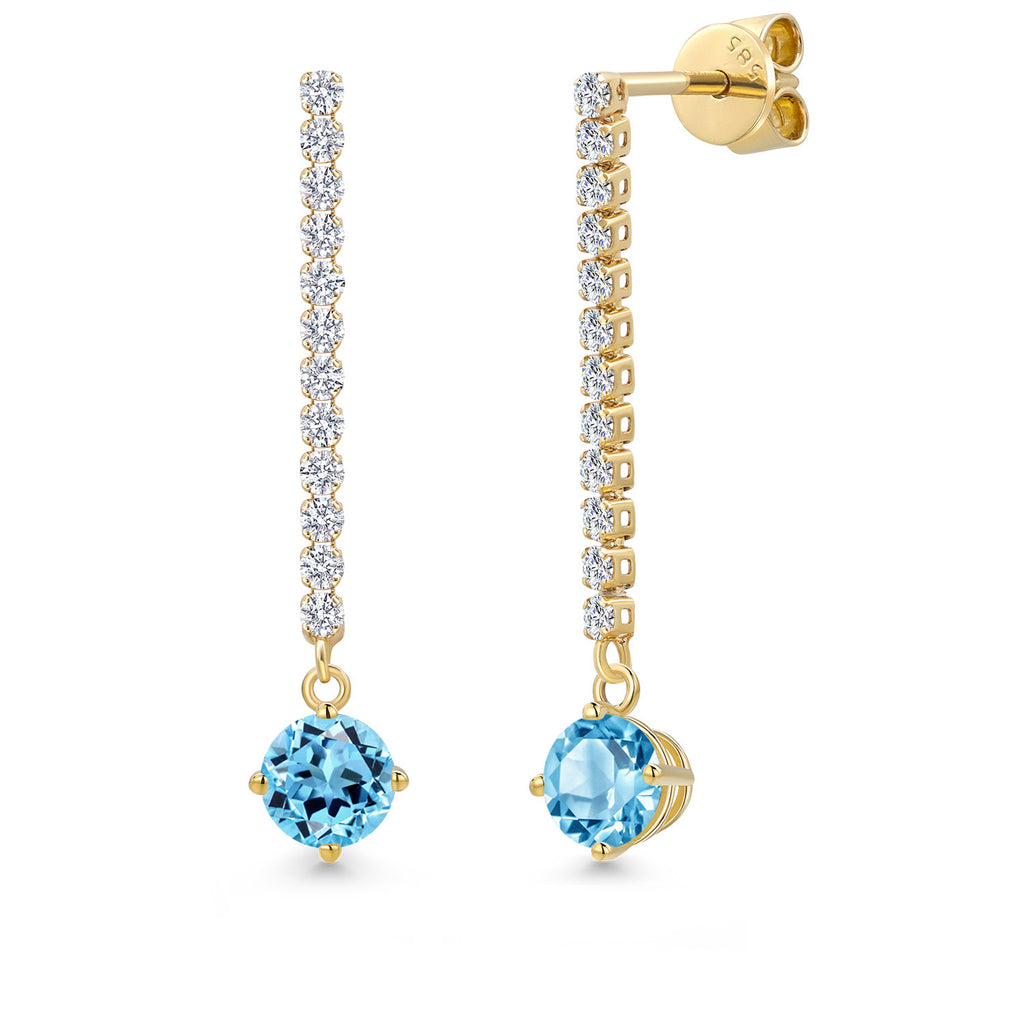 Swiss Blue Topaz - November_Earrings in 14K Yellow Gold