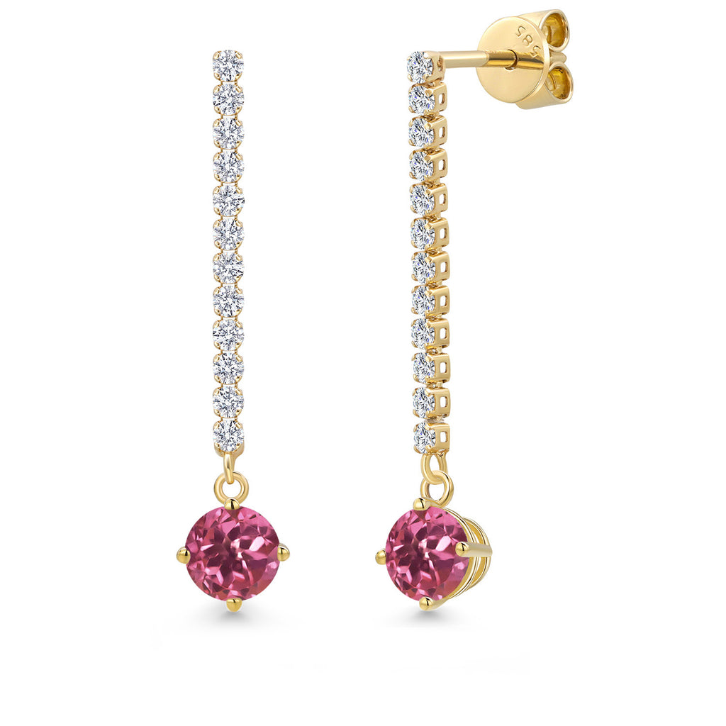 Pink Tourmaline - October_Earrings in 14K Yellow Gold