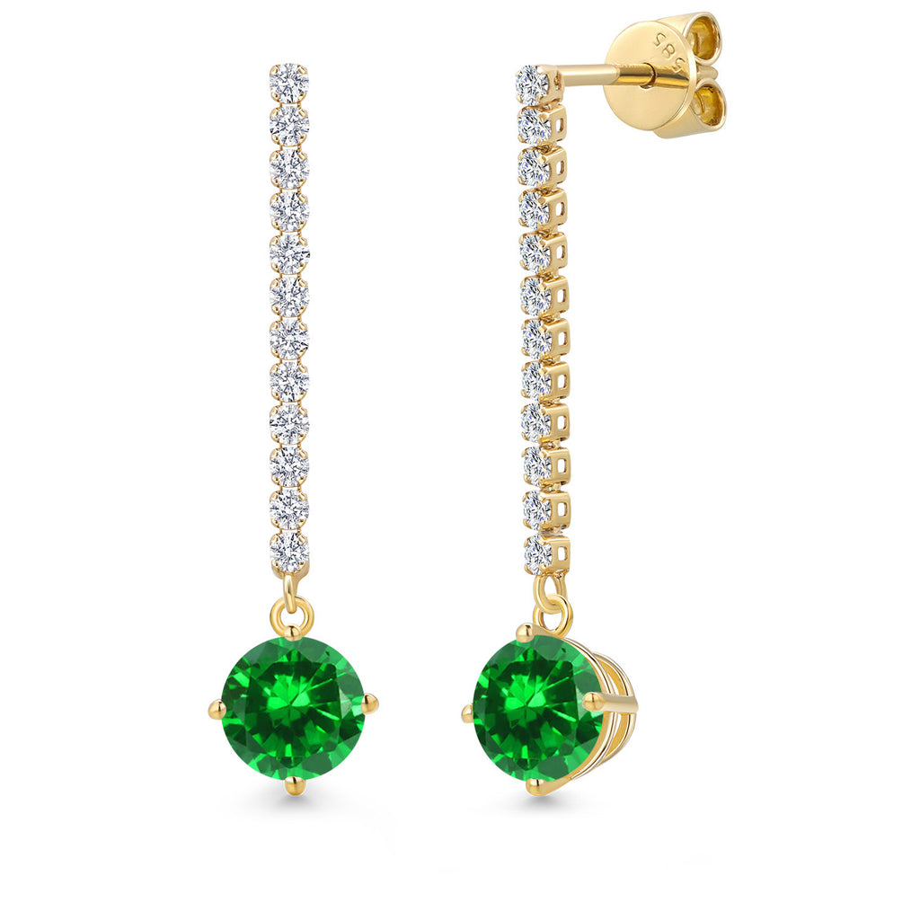 Created Emerald - May_Earrings in 14K Yellow Gold