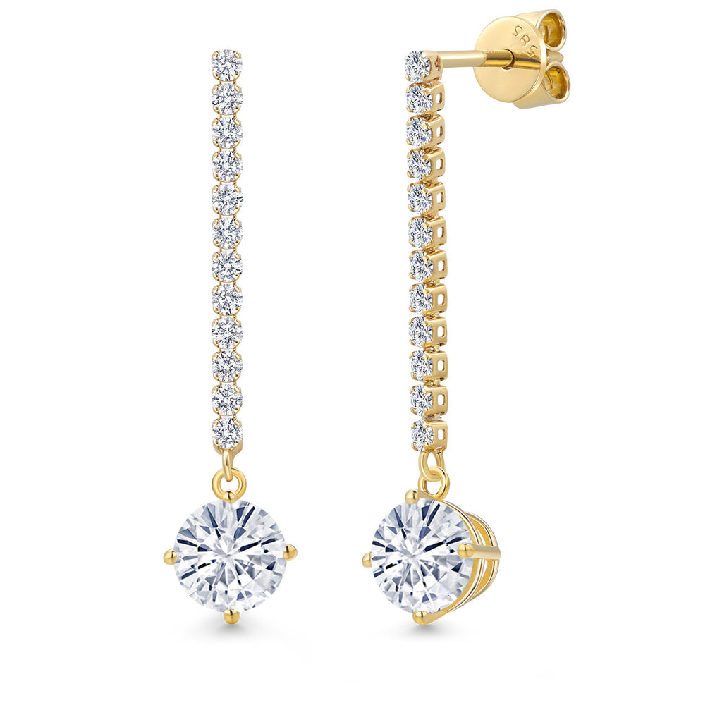 White Moissanite - April_Earrings in 14K Yellow Gold