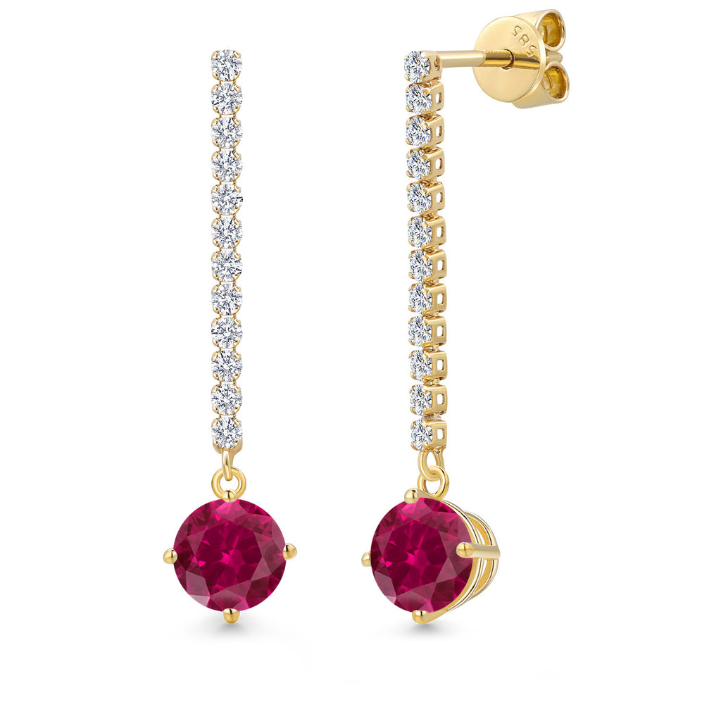 Created Ruby - July_Earrings in 14K Yellow Gold