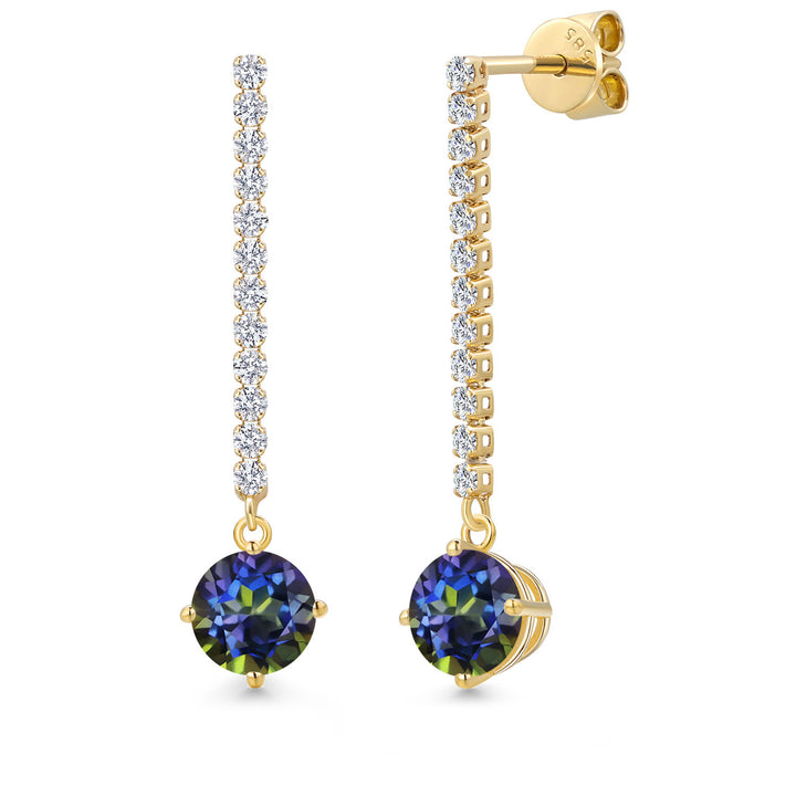 Blue Mystic Topaz_Earrings in 14K Yellow Gold