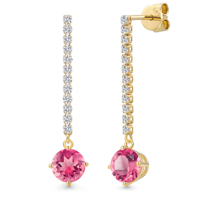 Pink Mystic Topaz_Earrings in 14K Yellow Gold