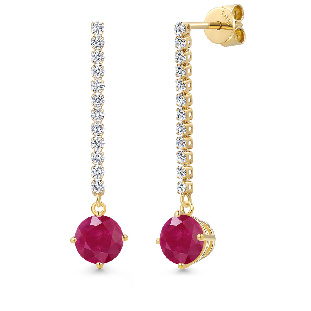 Ruby - July_Earrings in 14K Yellow Gold