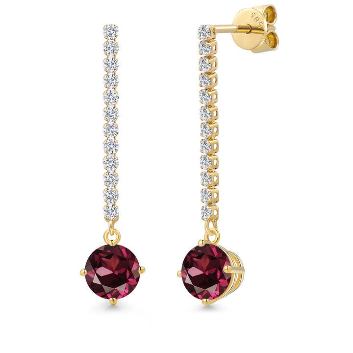 Rhodolite Garnet_Earrings in 14K Yellow Gold
