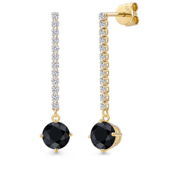 Black Sapphire - September_Earrings in 14K Yellow Gold
