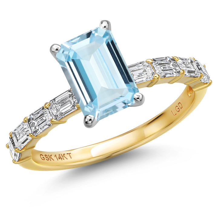 Aquamarine - March_5_Ring in 14K Two Tone Gold