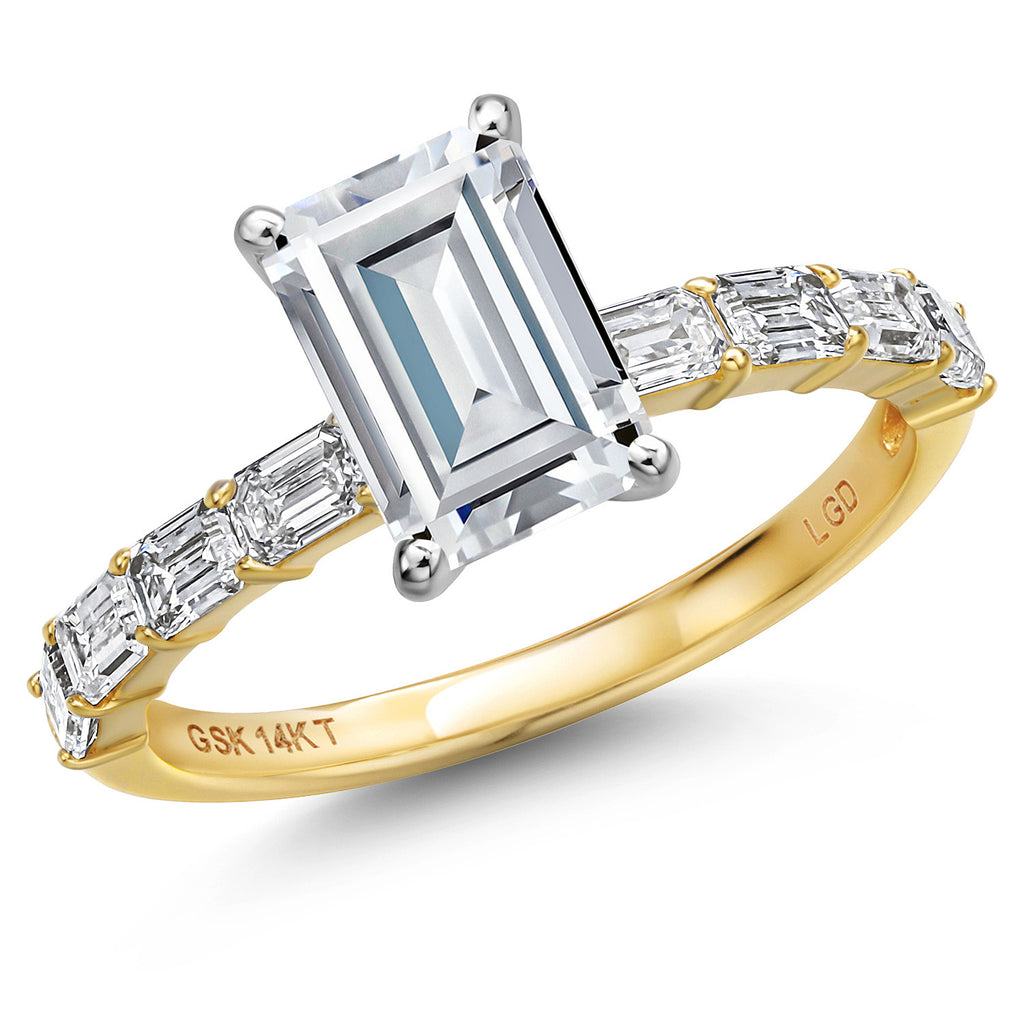 White Moissanite - April_8_Ring in 14K Two Tone Gold