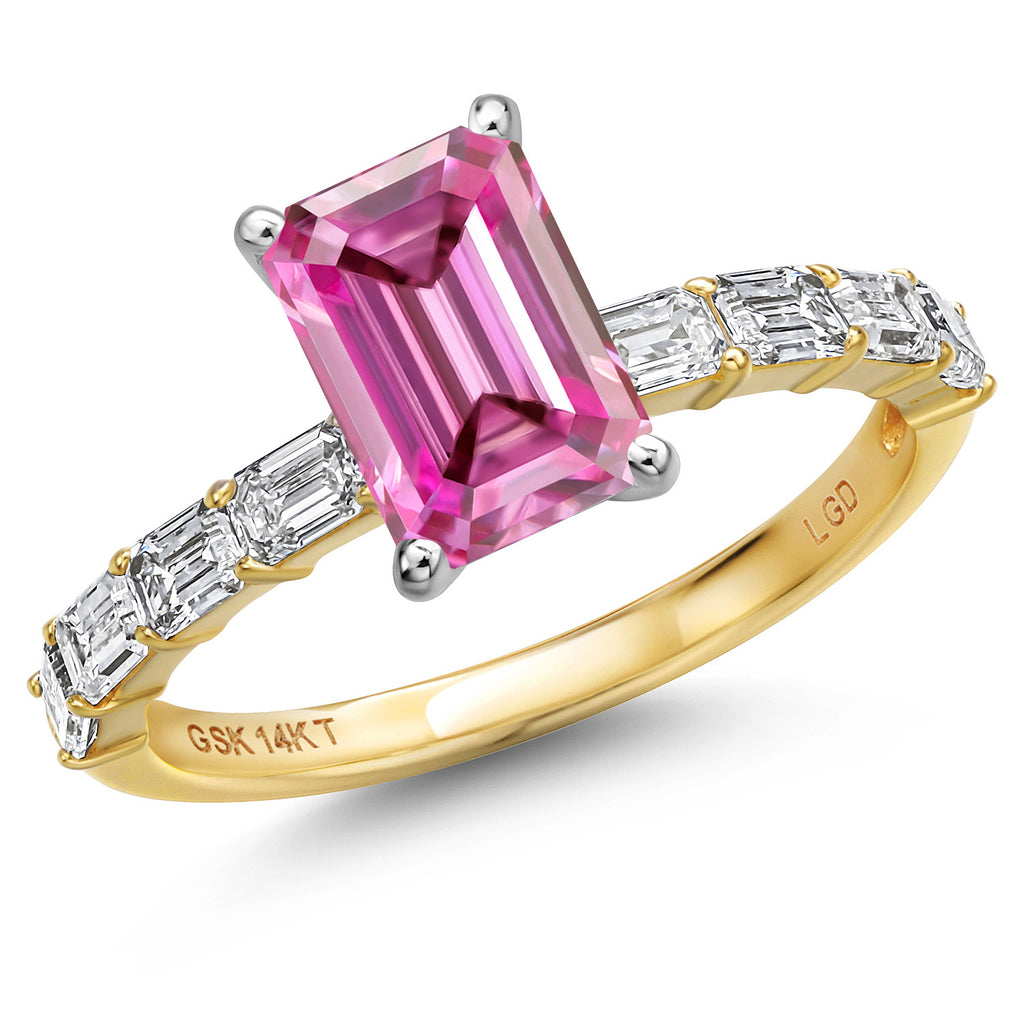 Pink Moissanite - April_6_Ring in 14K Two Tone Gold