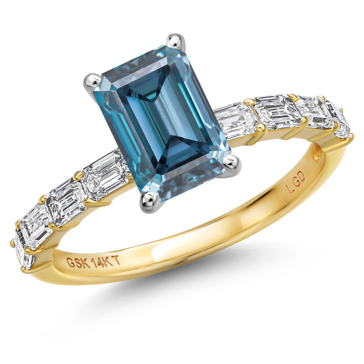 Persian Blue Moissanite - April_5_Ring in 14K Two Tone Gold