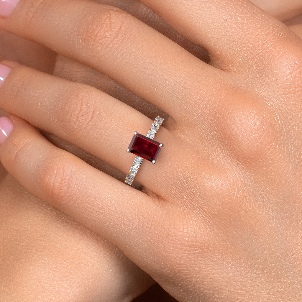 Garnet - January_9_Ring in 14K Two Tone Gold