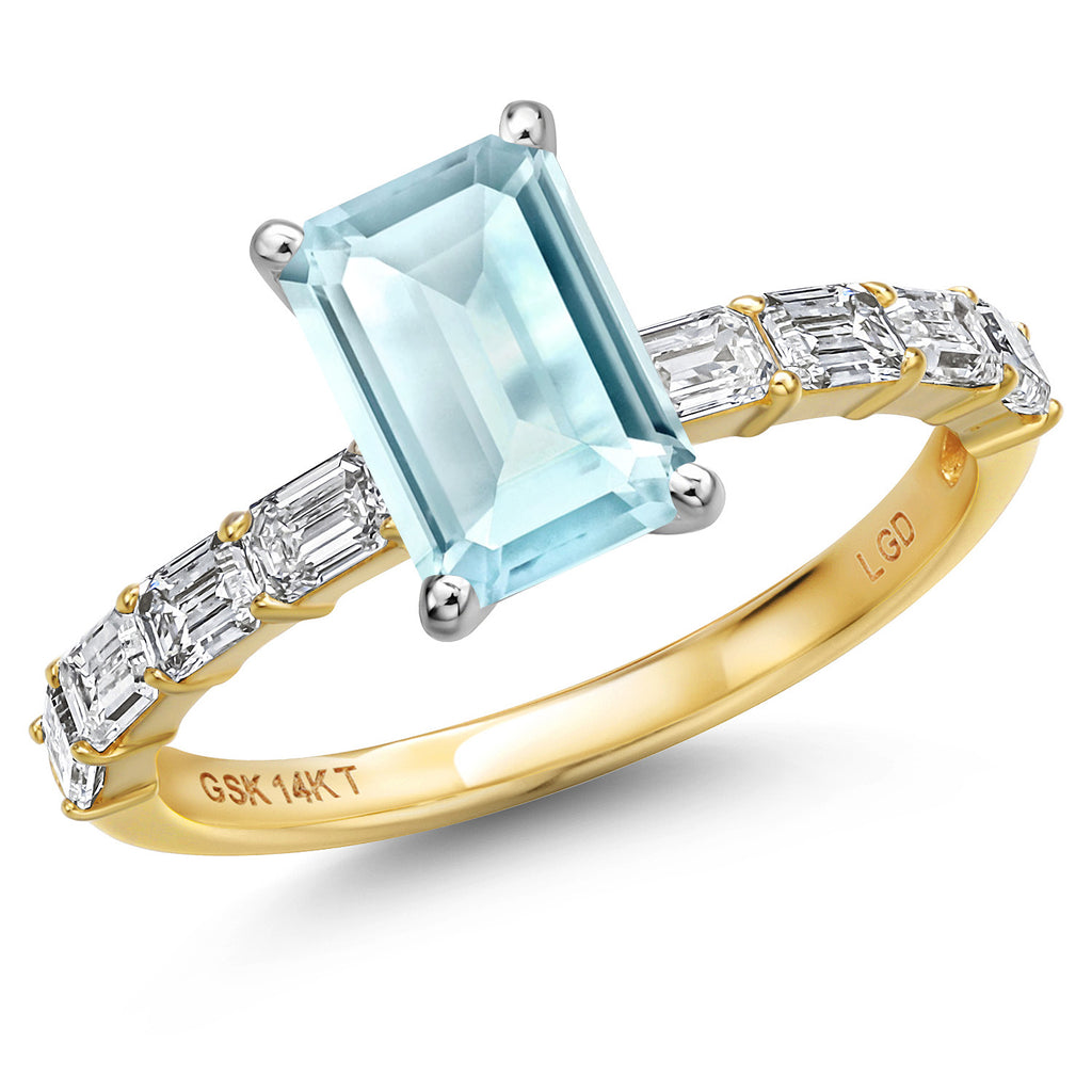Sky Blue Topaz - November_9_Ring in 14K Two Tone Gold