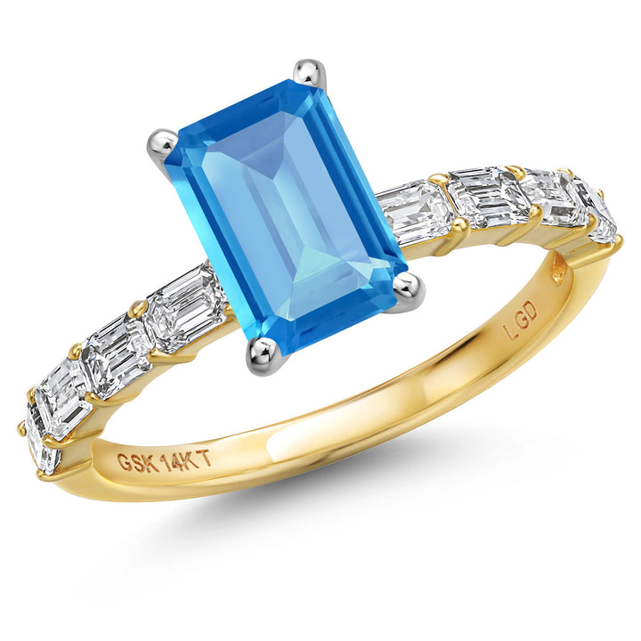 Swiss Blue Topaz - November_5_Ring in 14K Two Tone Gold