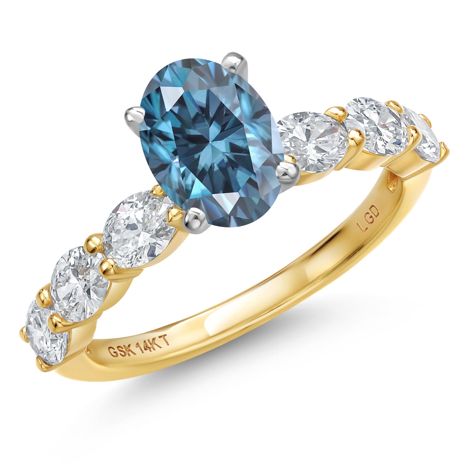 Persian Blue Moissanite - April_7_Ring in 14K Two Tone Gold