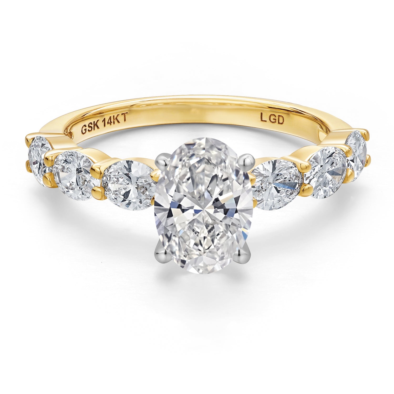 2.00 Cttw 14K Yellow Gold IGI Certified Lab Grown Diamond Engagement Ring For Women | Center Diamond Oval Cut 1 Ct | F-G Color | VS1 Clarity | Available In Size 5 to 9