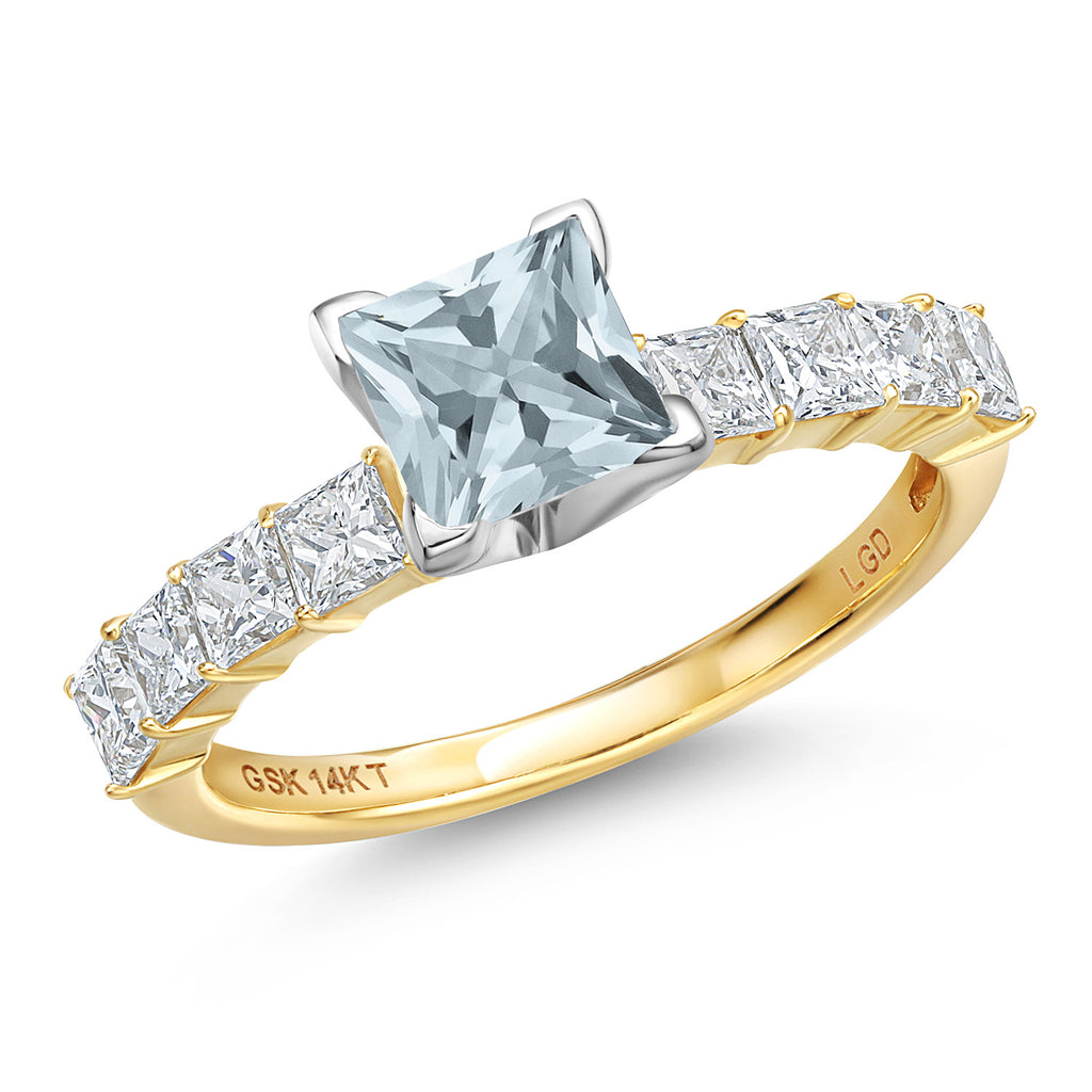 Aquamarine - March_8_Ring in 14K Two Tone Gold