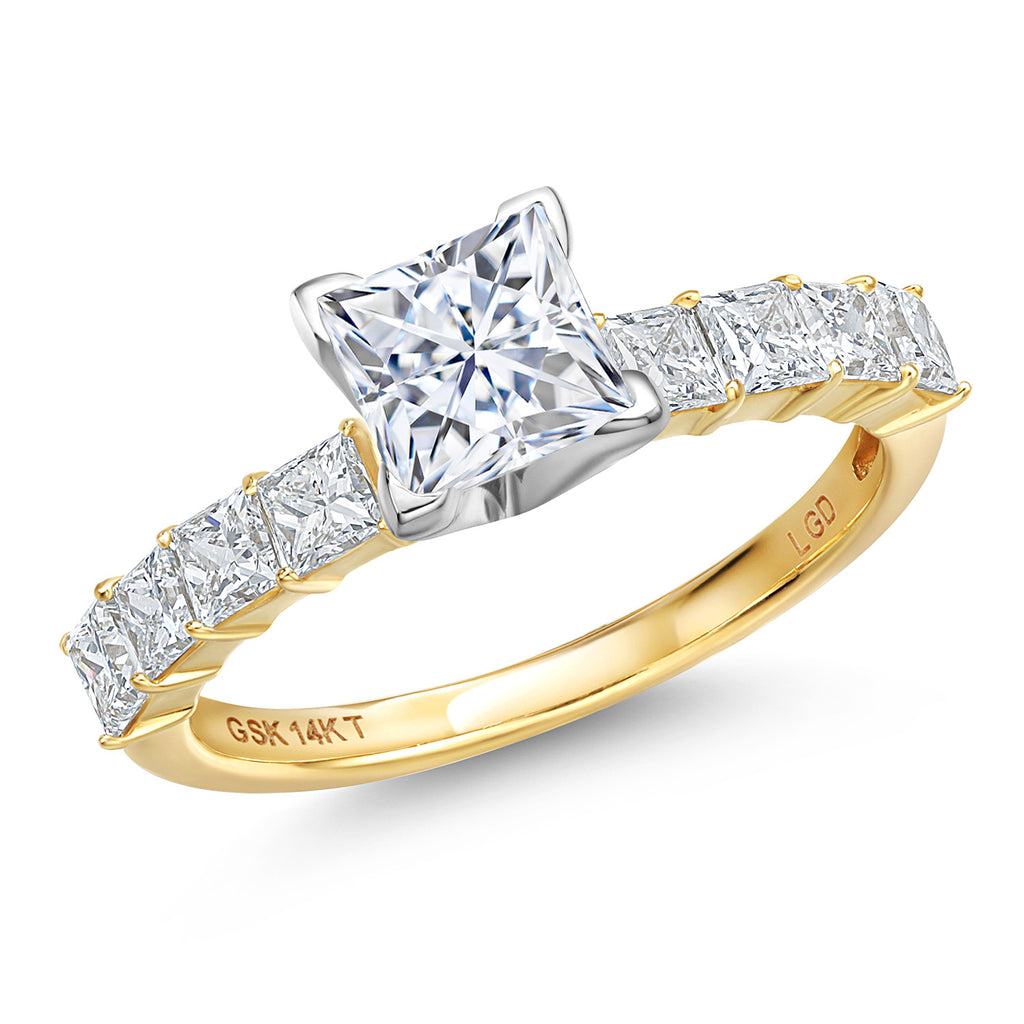 White Moissanite - April_6_Ring in 14K Two Tone Gold