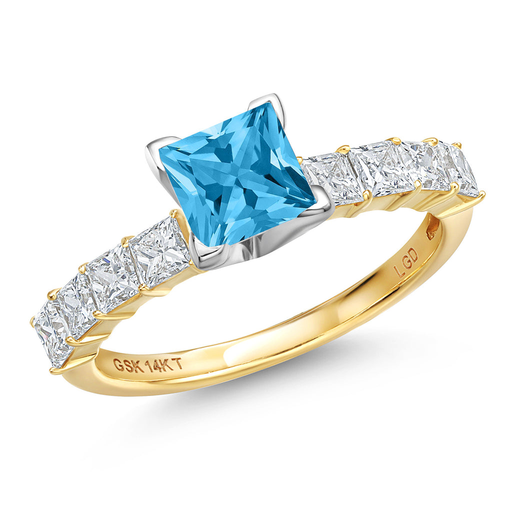 Swiss Blue Topaz - November_7_Ring in 14K Two Tone Gold