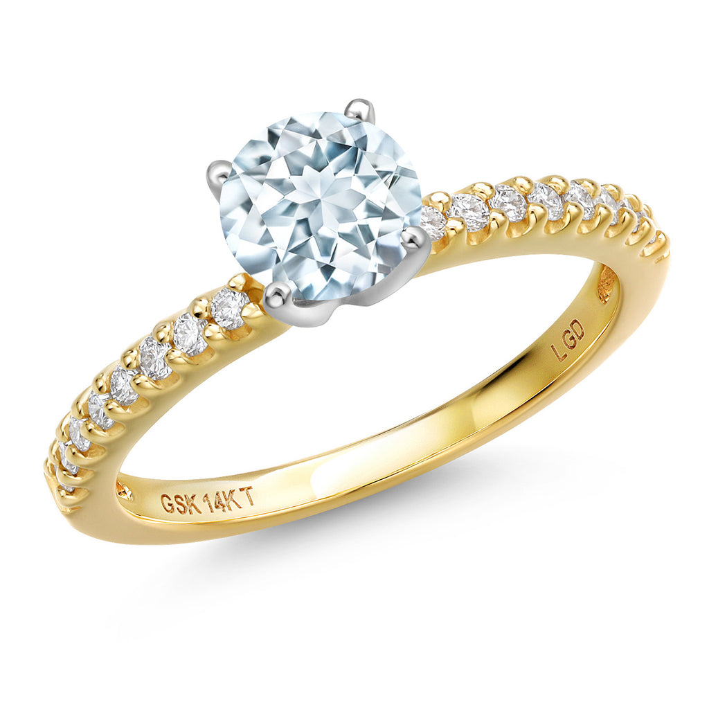 Aquamarine - March_6_Ring in 14K Two Tone Gold