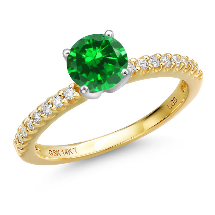 Created Emerald - May_5_Ring in 14K Two Tone Gold