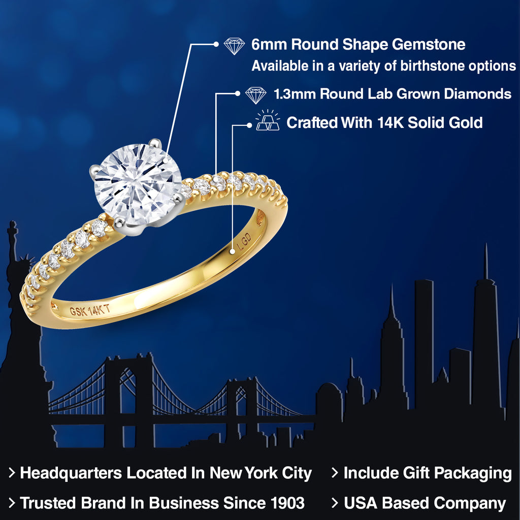 White Moissanite - April_7_Ring in 14K Two Tone Gold