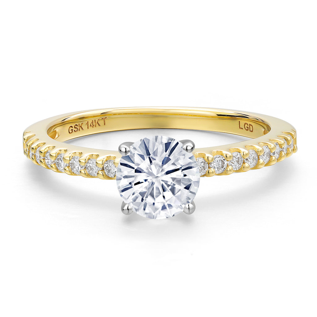 White Moissanite - April_7_Ring in 14K Two Tone Gold