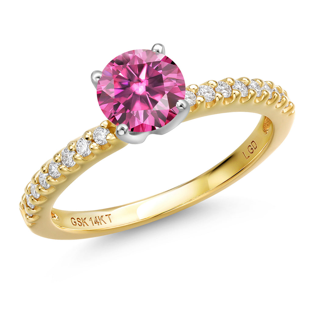 Pink Moissanite - April_6_Ring in 14K Two Tone Gold