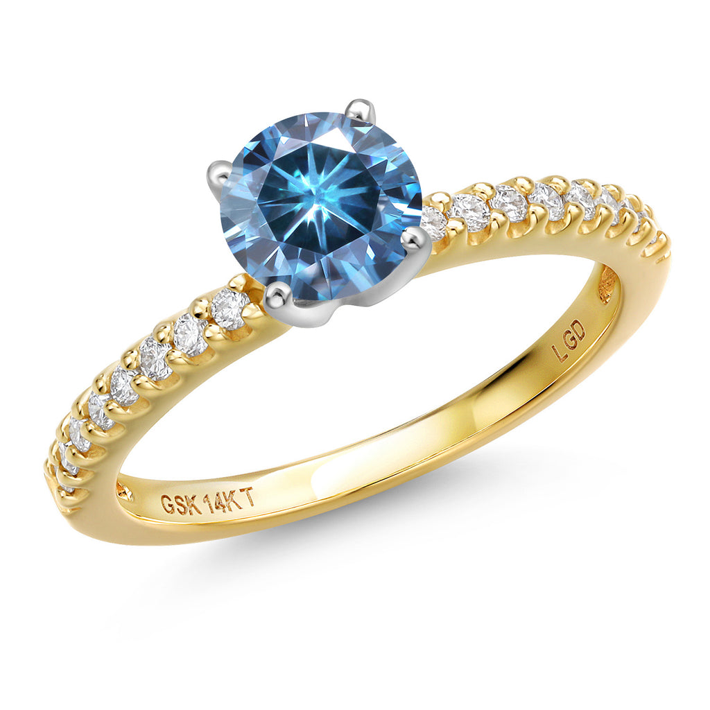 Persian Blue Moissanite - April_9_Ring in 14K Two Tone Gold