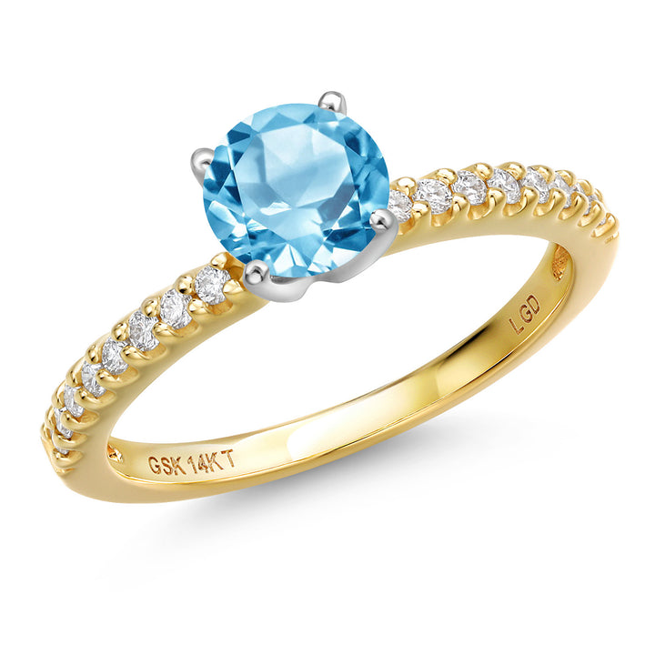 Swiss Blue Topaz - November_5_Ring in 14K Two Tone Gold