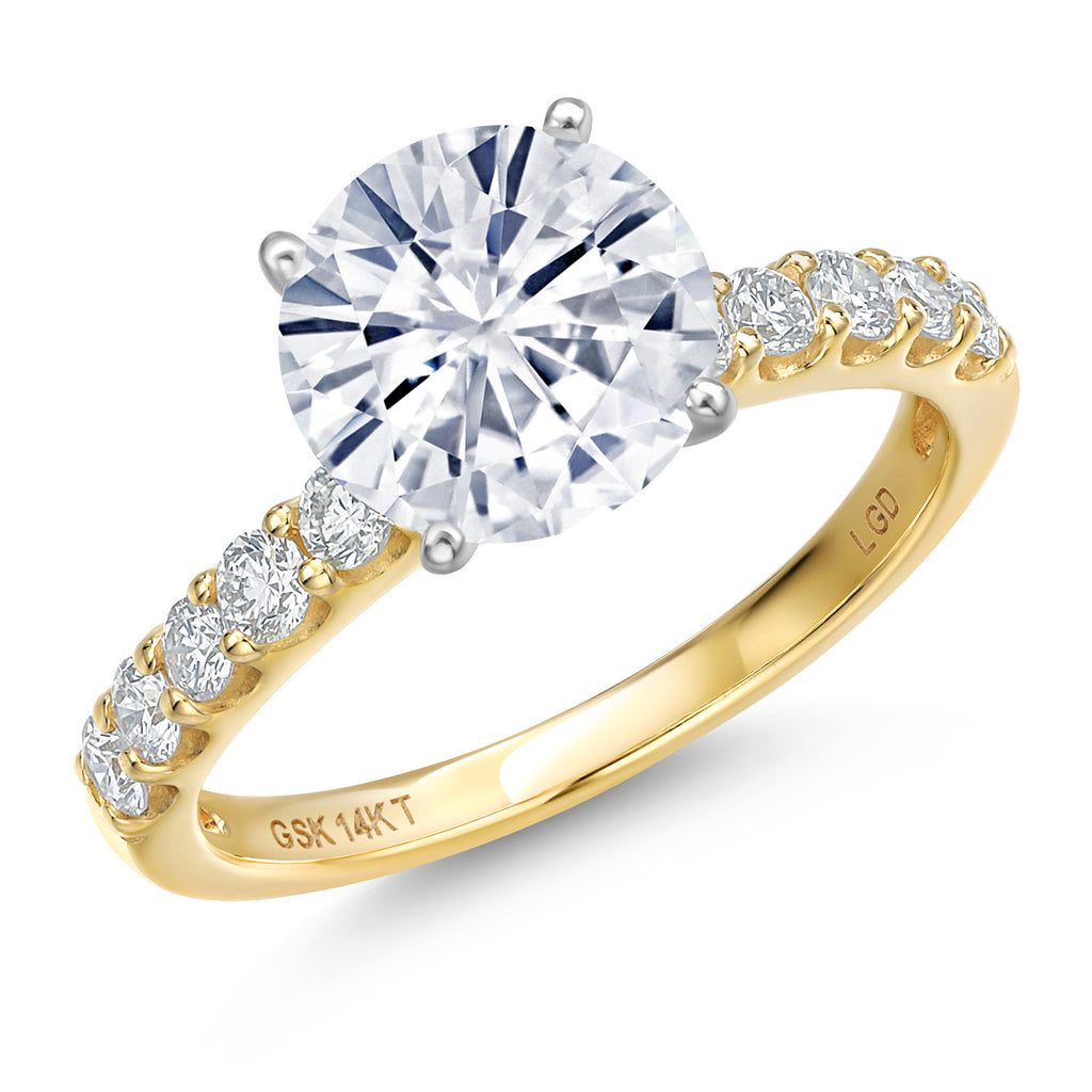White Moissanite - April_8_Ring in 14K Two Tone Gold