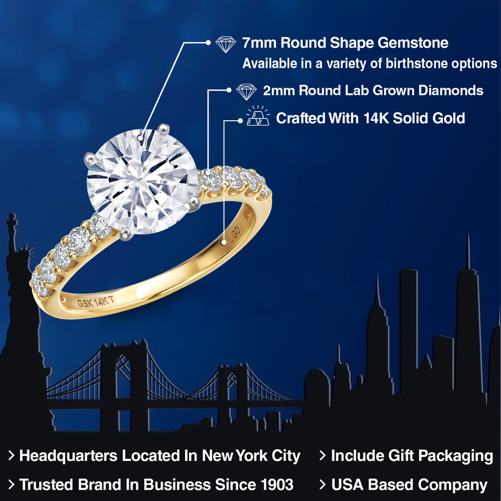 White Moissanite - April_6_Ring in 14K Two Tone Gold