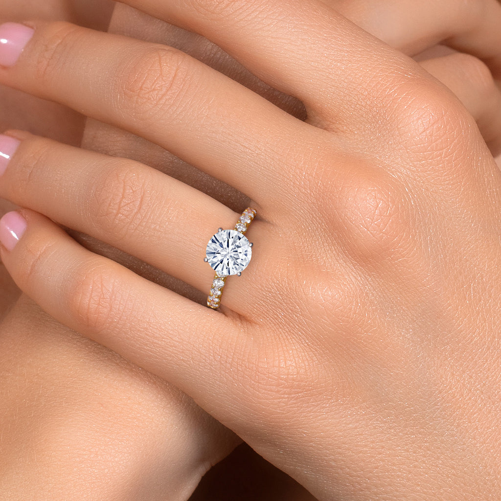 White Moissanite - April_6_Ring in 14K Two Tone Gold