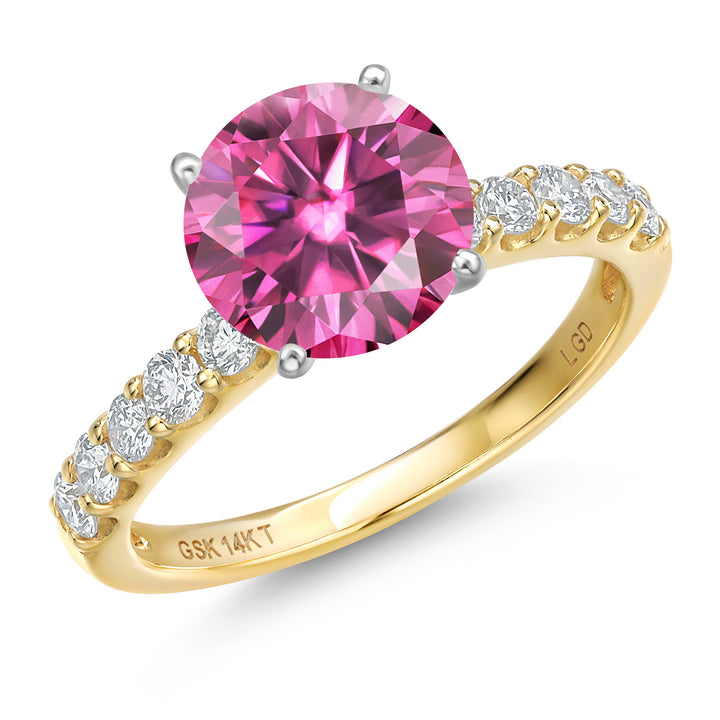 Pink Moissanite - April_5_Ring in 14K Two Tone Gold