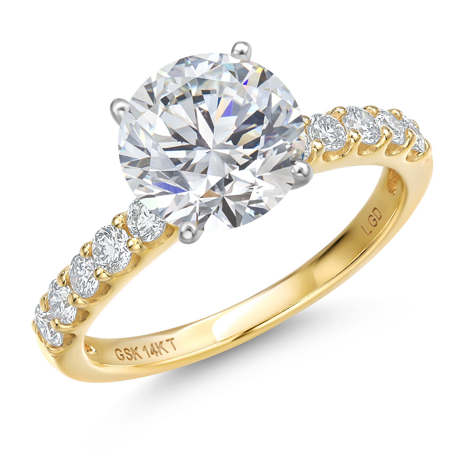 1.90 Cttw IGI Certified Lab Grown Diamond Two Tone 14K Yellow and White Gold Engagement Ring for Women | 1.50 Ct Round Center | F-G Color | VS1 Clarity | Available in Size 5, 6, 7, 8, 9